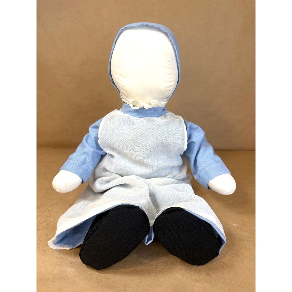 Vintage 18" Handmade Faceless Prairie Folk Art Doll - Multi-Layer Outfit - Amish